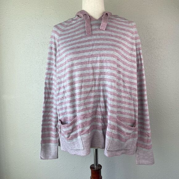 Cyrus Gray and Mauve Striped Hoodie Size L EUC - Picture 1 of 6